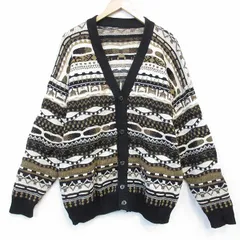 XL/古着 長袖 3Dニット カーディガン メンズ Vネック ベージュ他 26mar06
