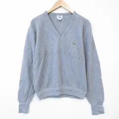 L/古着 ラコステ IZOD 長袖 ブランド セーター メンズ 90年代 90s ワンポイントロゴ アクリル Vネック USA製 グレー 26mar06