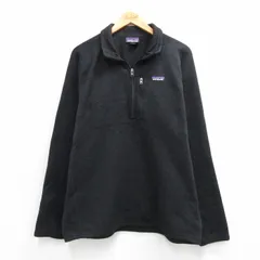 L/古着 パタゴニア patagonia 長袖 ハーフジップ ベター　セーター ジャケット メンズ ワンポイントロゴ ラグラン 黒 26mar07