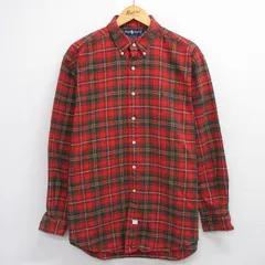 XL/古着 ラルフローレン 長袖 ブランド シャツ メンズ 90年代 90s ワンポイントロゴ 大きいサイズ コットン ボタンダウン 赤他 チェック【spe】 26mar07