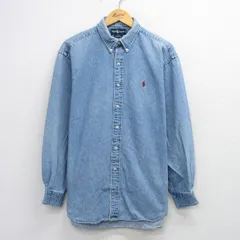 XL/古着 ラルフローレン 長袖 ブランド シャツ メンズ 90年代 90s ワンポイントロゴ BLAKE 大きいサイズ コットン ボタンダウン 紺 デニム【spe】 26mar07