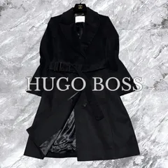 HUGO BOSS ヒューゴボス ロングコート ベルテッドコート ウール カシミヤ カシミア 比翼ボタン 白タグ ダークネイビー サイズ38 M相当のサムネイル