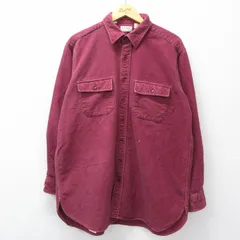 XL/古着 エルエルビーン 長袖 ヘビー フランネル シャツ メンズ 80年代 80s 大きいサイズ ロング丈 コットン USA製 エンジ 26mar07