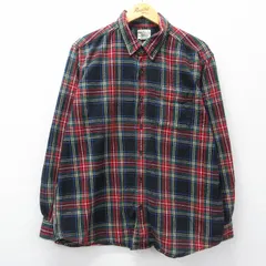 XL/古着 エルエルビーン 長袖 フランネル シャツ メンズ 00年代 00s コットン ボタンダウン 緑他 タータン チェック 26mar07