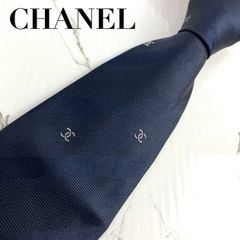 CHANEL ネクタイ ネイビー デカココ ココマーク チェーン付き - メルカリ