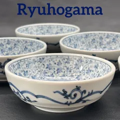 【龍峰窯】古伊万里染付唐草 多用鉢揃 / 未使用品 美濃焼 有田焼 三洋陶器 龍峯窯 花唐草  松竹梅 花からくさ