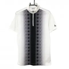 【美品】アディダス 半袖ハイネックシャツ 白×黒 ハーフジップ グラデーション  メンズ M/M ゴルフウェア adidas
