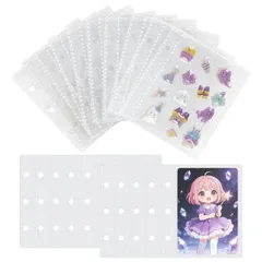 【送料無料】A8サイズ シール帳リフィル 両面ポケット シール帳 台紙 20枚入 3穴 シール台紙 透明 剥離紙 はがせる バインダー専用台紙 シール収納 推し活グッズ (両面ポケット20枚)