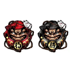 SESHIS だるま ステッカー 車 ウォールステッカー 3D 赤色灰色1枚ずつ 2セット 9cm [赤色灰色1枚ずつ 2セット 9cm]