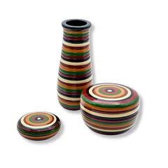 茶道具 三点セット (棗・香合・茶筅筒) 独楽塗 木製 [独楽塗(木製)]