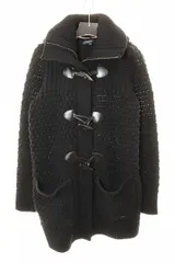 バーバリー ロンドン BURBERRY LONDON ニットコート Lサイズ B1N41-844-09 ロング丈 ダッフル トグルボタン フード ウール カシミヤ混 ブラック 【ブランド古着ベクトル】【中古】●260123