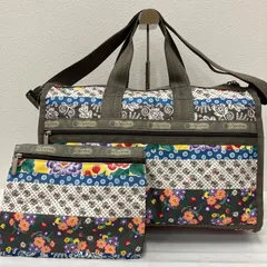 1299　LeSportsac　レスポートサック　 ボストンバッグ　2way　旅行　大容量　 ミディアムウィークエンダー　花　水玉　 パッチワーク風　ナイロン　軽量　 ポーチ付き　レディース