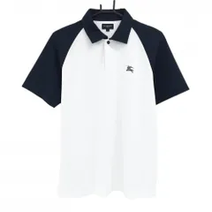 【美品】バーバリーゴルフ 半袖ポロシャツ 白×ネイビー  メンズ 3(L) ゴルフウェア BURBERRY GOLF