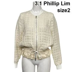 ◇ スリーワンフィリップリム 3.1 Phillip Lim ボンバージャケット ブルゾン 長袖 格子柄 シアー 綿混 麻混 2 M 9号 レディース S6D025のサムネイル