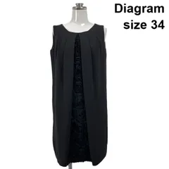 ◇ ダイアグラム Diagram ミニワンピース オケージョン ノースリーブ 薔薇モチーフ リボン 黒 34 XXS 3号 レディース S6C791のサムネイル