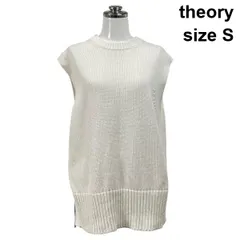 ◇ セオリー theory サマーニットベスト トップス レイヤード クルーネック 白 綿100％ S S～M 7号～9号 レディース S6D012