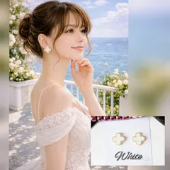 人気ꕤ︎︎ 四葉 クローバー ピアス イヤリング ホワイト