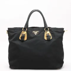 美品 プラダ テスート ナイロン BN1902 レザー トート バッグ ショルダー ハンド 本革 ブラック 黒 A4 レディース MMM DT51-10【中古】