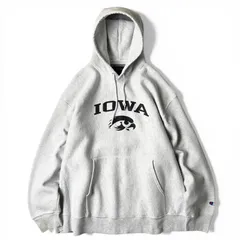 00s Champion 2段 カレッジ プリント オリジナル リバースウィーブ スウェット フード パーカー XXL / 00年代 オールド チャンピオン グレー