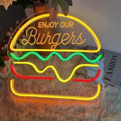 LEDネオンサイン 看板 ハンバーグデザイン 幅約48cm - メルカリ