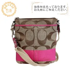 COACH コーチ ポシェット シグネチャー キャンバス ショルダーバッグ ピンク レディース