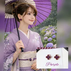 人気ꕤ︎︎ 四葉 クローバー ピアス イヤリング パープル