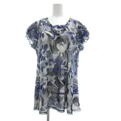 LAPINE ROUGE ブラウス 13 グレー系 総柄 フリルネック 半袖 /NL ■ECF003