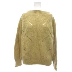 スーナウーナ Sunauna セーター モヘヤ 羊毛 38 黄 イエロー 長袖 透かし編み リブ編み /ML ■ECF003