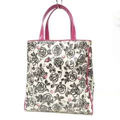 WB26102 LULU GUINNESS ルルギネス トートバッグ 花柄 バラ アンティークローズ柄 総柄 ビニール×エネメル 白×黒×ピンクのサムネイル