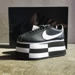 新品 COMME des GARCONS 18aw × NIKE CORTEZ BLACK/WHITE 25㎝ コムデギャルソン ナイキ コルテッツ 厚底 黒白 2018aw BV0070-002