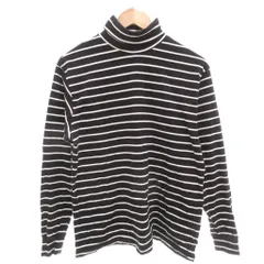 アメリカンホリック AMERICAN HOLIC 美品 タートルネック ニット M 黒 ブラック 白 ホワイト ボーダー柄 タートルネック 長袖 /IL ■ECF003