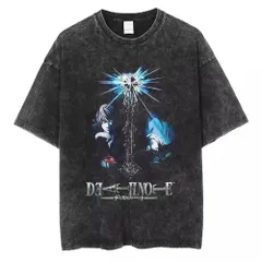 アニメ デスノート プリント Tシャツ 半袖 メンズ ウォッシュ加工 ストリート カジュアル オシャレ ブラック7のサムネイル
