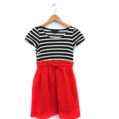 トゥービーバイアニエスベー To b. by agnes b. ワンピース 切替 半袖 膝丈 裏起毛 コットン ボーダー T1 オレンジ 橙色 /KT24