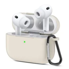 【送料無料】s pro 第三世代 ケース シリコン素材 LED可視 装着充電可能 エアーポッズ プロ 3 カバー 軽量 全面保護 耐衝撃 防塵 キズ防止 カラビナ付き Airpods pro3 対応 保護カバー (ミルクティーカラー)