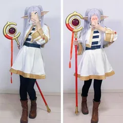 新品 未使用 コスプレ衣装 葬送のフリーレン ウィッグ付き 杖 武器付き 子供用 子供 アニメ コスプレ衣装 アニメ kids cosplay 誕生日 ハロウィン クリスマス 仮装 子供服 変装 こどもの日