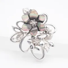 S273 シェル SILVER刻印 2way ブローチ ペンダント トップ フラワー デザイン シルバー チャーム ヘッド