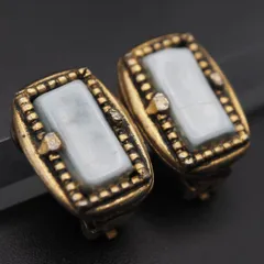 S914 イヤリング 天然石風 ゴールドカラー デザイン コスチュームジュエリー