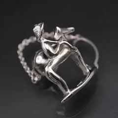 S706 ヴィンテージ 925刻印 ピンブローチ 馬に乗ってる人 乗馬 デザイン シルバー ラペルピン