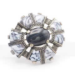 S289 イギリス ヴィンテージ MIRACLE ミラクル ブローチ 天然石風 ゴールドカラー デザイン 英国 アンティーク