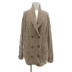 N.Natural Beauty Basic N.ナチュラルビューティーベーシック ニットカーディガン M 茶 ブラウン ウール 長袖 ショールカラー ケーブル編み /NL ■ECG003のサムネイル