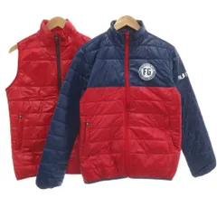 フィラ FILA GOLF ゴルフウェア 中綿ジャケット ブルゾン プリント M 赤 レッド 紺 ネイビー /JS ■ECF003