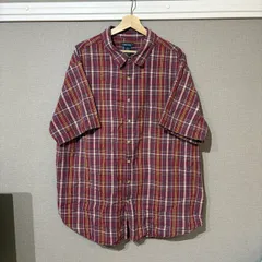 【USED】CHROKEE チェック ビッグシャツ メンズ 2XL 半袖 レッド 夏服