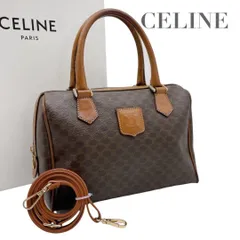 【価格交渉/質問大歓迎♪】【極美品】セリーヌ 　ミニボストンバッグ　マカダム　トリオンフ　茶　6005