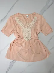 H&M ピンク 夏 刺繍 Tシャツ サイズ M (55-66)