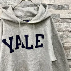 Champion チャンピオン YALEプリントロゴ刺繍プルオーバースウェットパーカー mexico メキシコ製 グレー ネイビー S