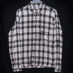 MASTERMIND スカルガーゼチェック長袖シャツ Sサイズ ベージュ MU-SH04-30