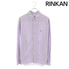 ランバン ロゴ刺繍ストライプコットン長袖シャツ メンズ 42