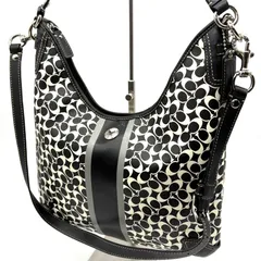 コーチ COACH ショルダーバッグ 2way ハンドバッグ PVC レザー ミニシグネチャー ブラック ホワイト レディース 肩掛け 斜め掛け 人気 定番 通勤 通学 おしゃれ 高級感 軽量 コンパクト 上品 カジュアル