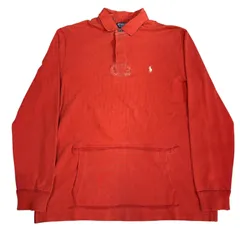 00s Polo Ralph Lauren L/S Rugby Shirt XL オレンジ ポロラルフローレン ラグビーシャツ 長袖 ヴィンテージ加工 ポケット付き 古着