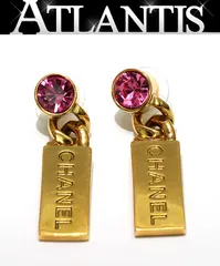 シャネル CHANEL プレート スイングピアス ピンク×ゴールド L21C 【72754】